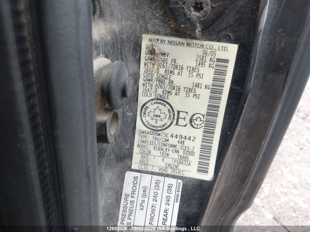 Продаж на аукціоні авто 2005 Nissan Frontier King Cab Le/se/off Road, vin: 1N6AD06W75C449442, номер лоту: 12693808