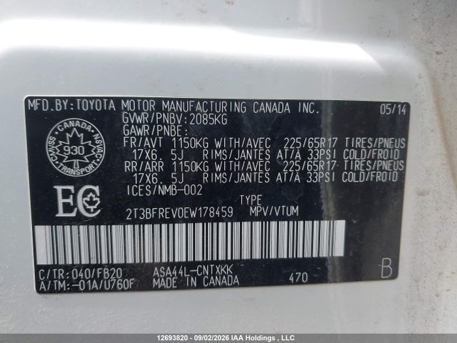 Toyota RAV4 LE 2014 2T3BFREV0EW178459 Image 19