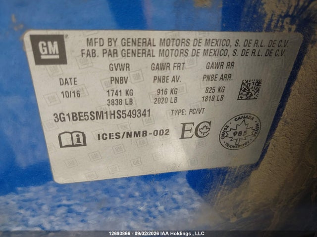 Chevrolet Cruze Lt Auto 2017 3G1BE5SM1HS549341 Image 9