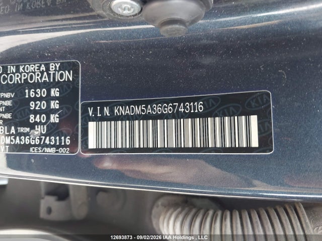 2016 Kia Rio Lx მანქანა იყიდება აუქციონზე, vin: KNADM5A36G6743116, აუქციონის ნომერი: 12693873