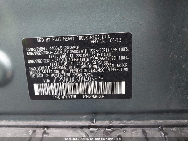 Продажа на аукционе авто 2013 Subaru Forester 2.5x Convenience Package, vin: JF2SHCDC3DH405575, номер лота: 12693884