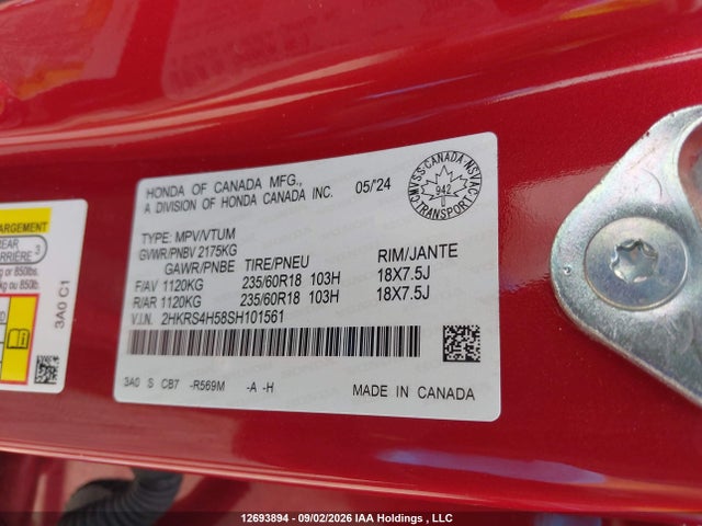 Продаж на аукціоні авто 2025 Honda Cr-v Sport, vin: 2HKRS4H58SH101561, номер лоту: 12693894