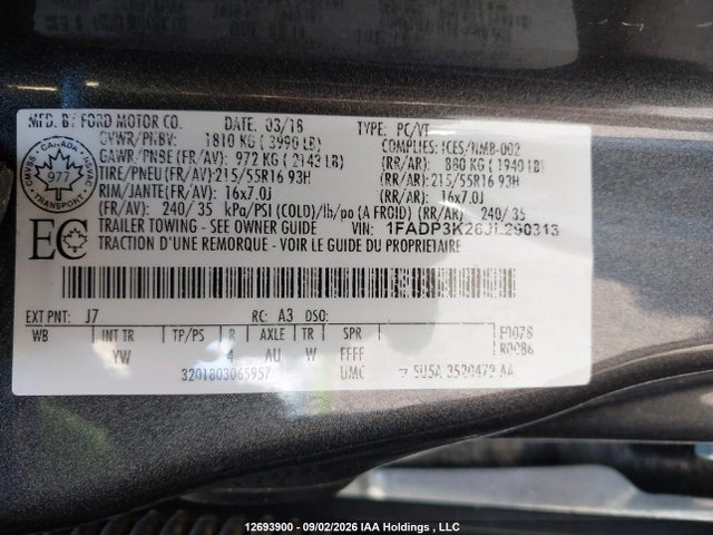 Aukcja sprzedaży 2018 Ford Focus Se, vin: 1FADP3K26JL290313, numer aukcji: 12693900