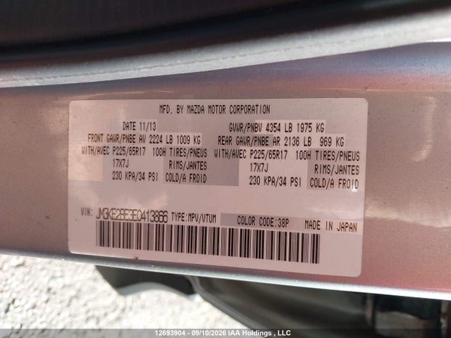Продаж на аукціоні авто 2014 Mazda Cx-5, vin: JM3KE2BE3E0413866, номер лоту: 12693904