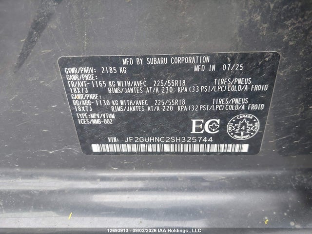 Продажа на аукционе авто 2025 Subaru Crosstrek Limited, vin: JF2GUHNC2SH325744, номер лота: 12693913