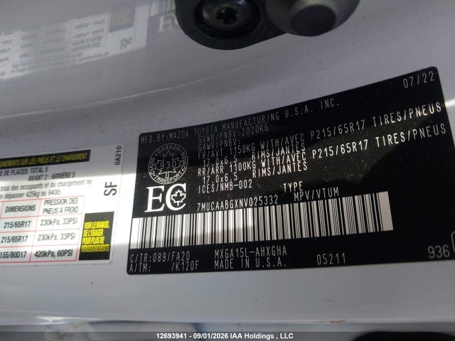 7MUCAABGXNV025332 Toyota Corolla Cross Le