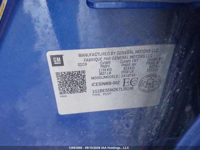 Chevrolet CRUZE LT 2019 1G1BE5SM2K7139198 Image 20