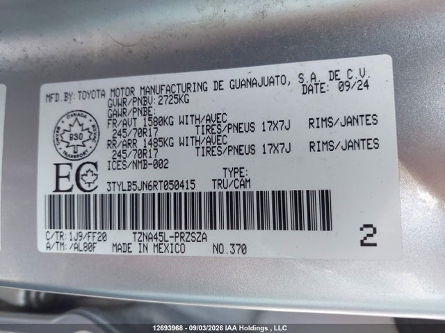 Toyota Tacoma 2024 3TYLB5JN6RT050415 Image 9