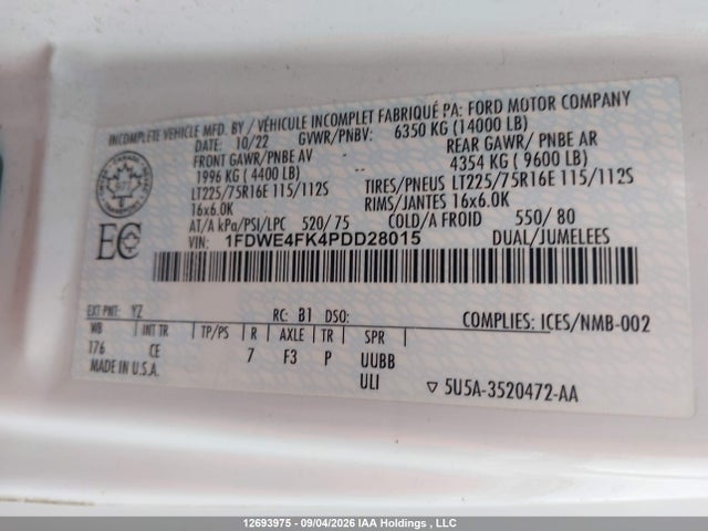 Ford Econoline E450 Super Duty Cutaway Van 2023 1FDWE4FK4PDD28015 Image 9