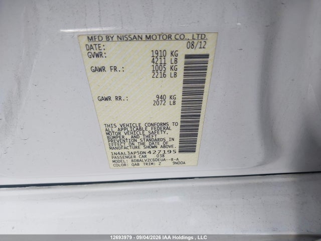 Aukcja sprzedaży 2013 Nissan Altima, vin: 1N4AL3AP5DN427195, numer aukcji: 12693979