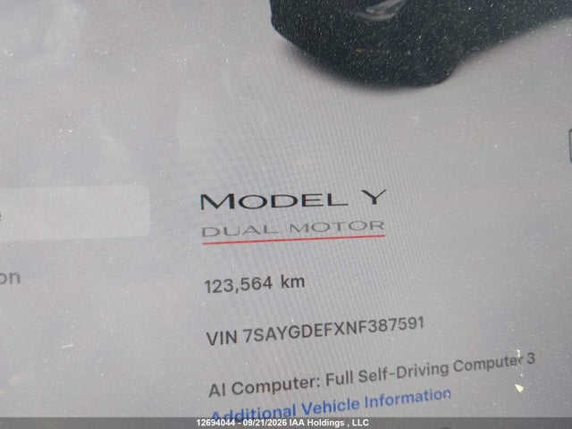 Tesla Model Y 2022 7SAYGDEFXNF387591 Image 10