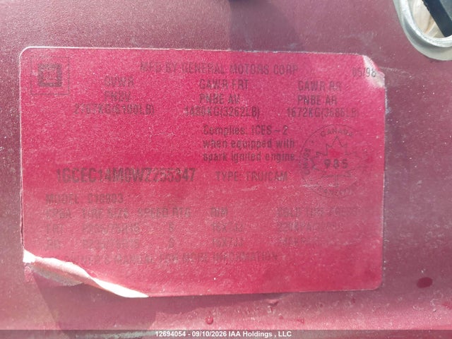 Продаж на аукціоні авто 1998 Chevrolet C1500 Cheyenne, vin: 1GCEC14M0WZ255347, номер лоту: 12694054