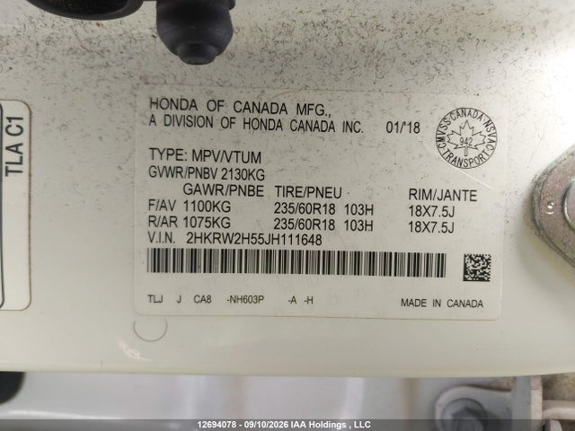 Honda CR-V EX 2018 2HKRW2H55JH111648 Image 9