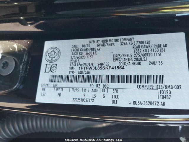 Ford F150 Xlt 2025 1FTFW3L85SKF41564 Image 18
