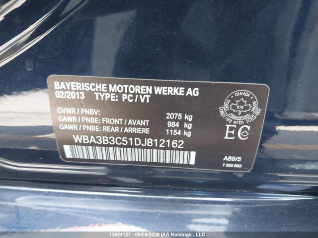 Продажа на аукционе авто 2013 Bmw 328 Xi, vin: WBA3B3C51DJ812162, номер лота: 12694127