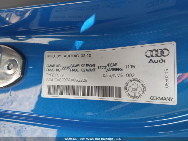 Продаж на аукціоні авто 2010 Audi S5 Premium Plus, vin: WAUCVBFR7AA062228, номер лоту: 12694130