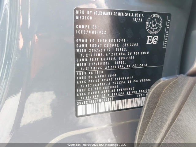 Продаж на аукціоні авто 2024 Volkswagen Taos Comfortline, vin: 3VVEX7B28RM022526, номер лоту: 12694144