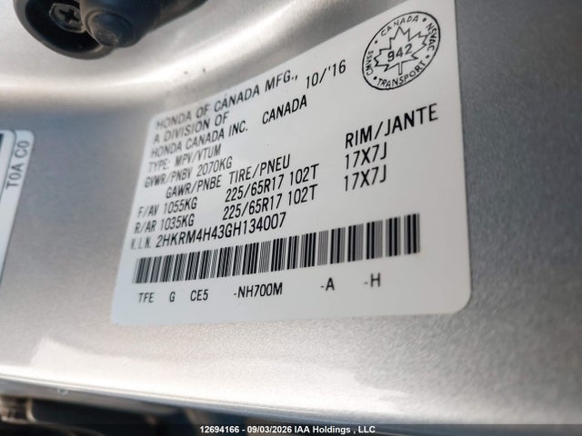 Honda CR-V SE 2016 2HKRM4H43GH134007 Image 20