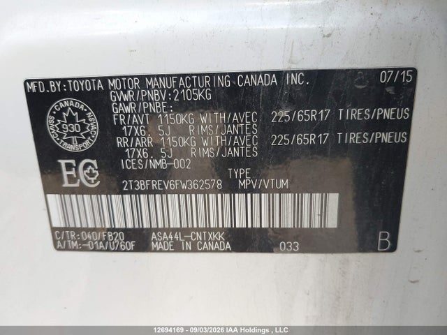 Toyota RAV4 LE 2015 2T3BFREV6FW362578 Image 21