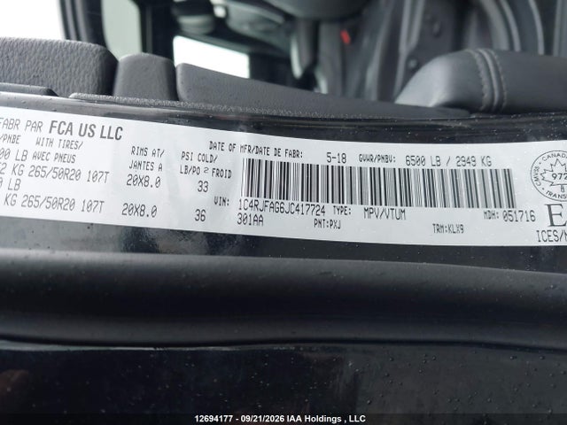 Продаж на аукціоні авто 2018 Jeep Grand Cherokee Laredo, vin: 1C4RJFAG6JC417724, номер лоту: 12694177