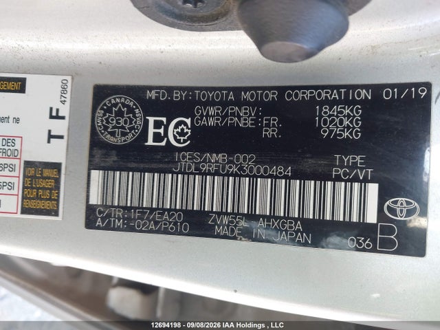 Toyota Prius 2019 JTDL9RFU9K3000484 Image 9