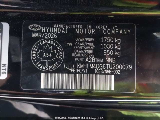 Aukcja sprzedaży 2026 Hyundai Elantra Sel Sport, vin: KMHLM4DG6TU200079, numer aukcji: 12694236