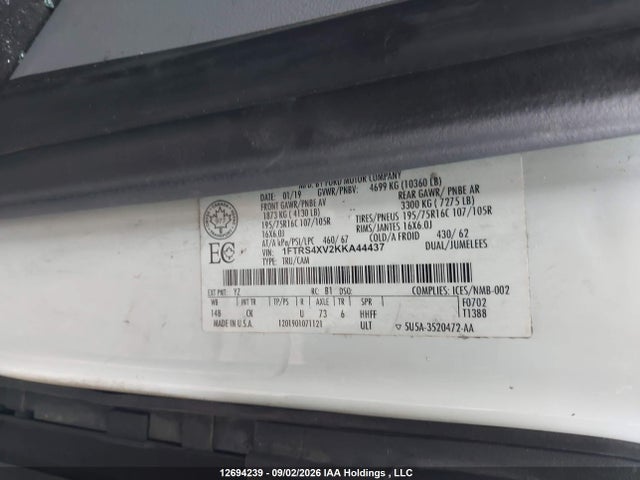 Ford Transit-350 2019 1FTRS4XV2KKA44437 Image 9