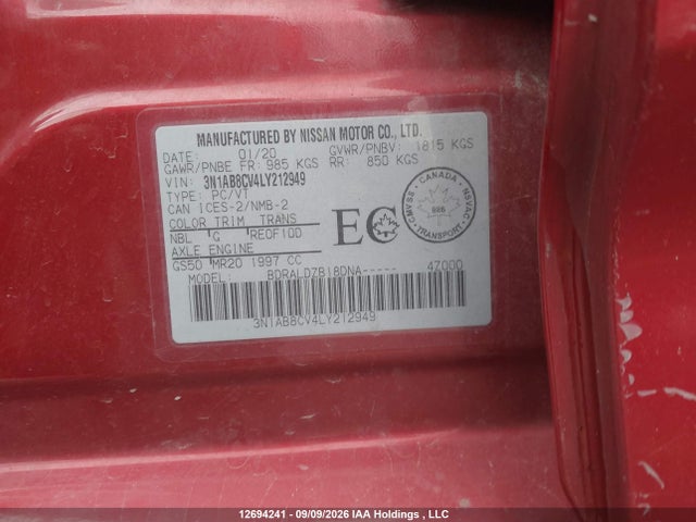 Nissan SENTRA SV 2020 3N1AB8CV4LY212949 Image 9