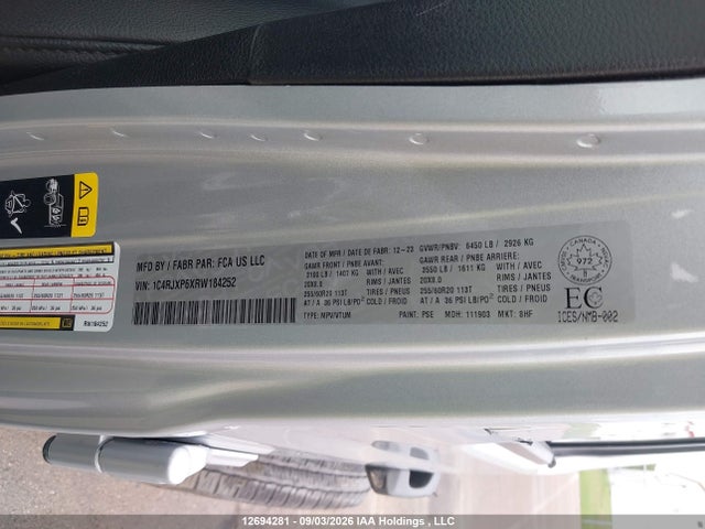 2024 Jeep Wrangler მანქანა იყიდება აუქციონზე, vin: 1C4RJXP6XRW184252, აუქციონის ნომერი: 12694281