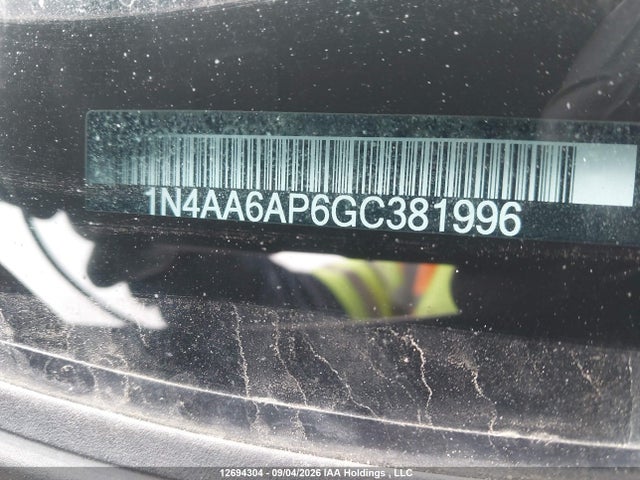 12694304 :رقم المزاد ، 1N4AA6AP6GC381996 vin ، 2016 Nissan Maxima Platinum/sl/sr/sv مزاد بيع