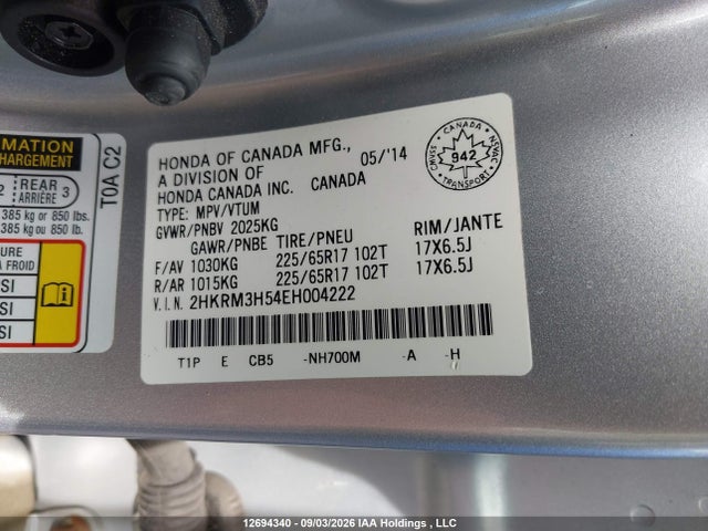 Honda CR-V EX 2014 2HKRM3H54EH004222 Image 9