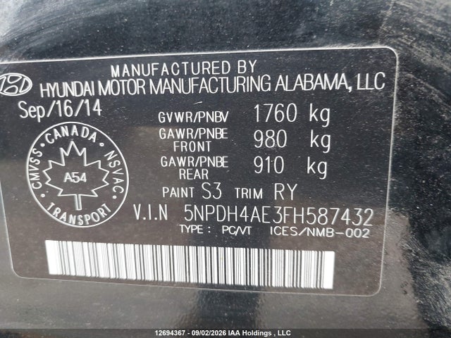 Hyundai ELANTRA GL 2015 5NPDH4AE3FH587432 Image 19