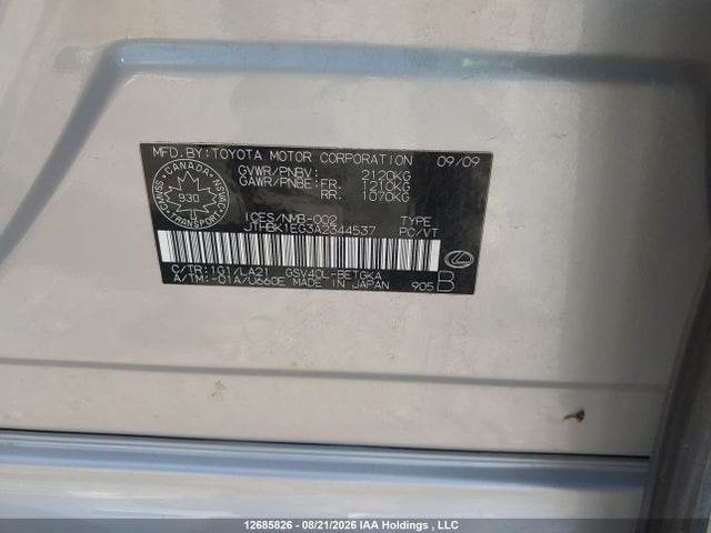 Aukcja sprzedaży 2010 Lexus Es 350 350, vin: JTHBK1EG3A2344537, numer aukcji: 12685826