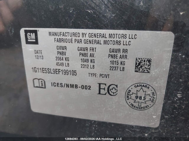 Chevrolet MALIBU 2LT 2014 1G11E5SL9EF199105 Image 9