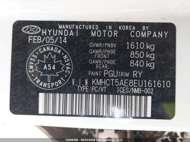 Hyundai ACCENT GL 2014 KMHCT5AE8EU161610 Image 9