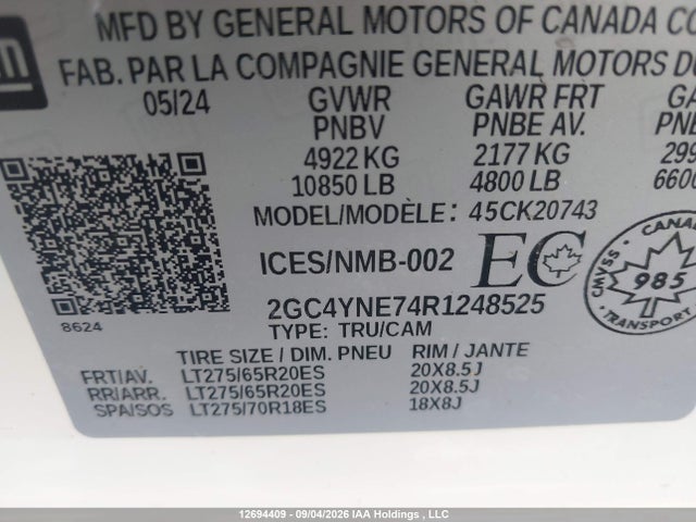 Продаж на аукціоні авто 2024 Chevrolet Silverado 2500hd Lt, vin: 2GC4YNE74R1248525, номер лоту: 12694409