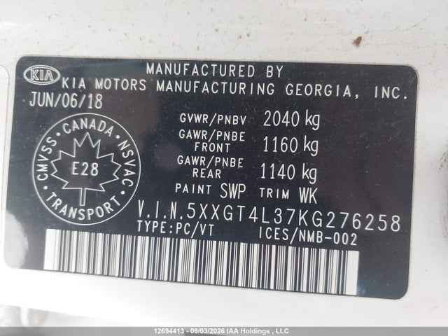 KIA Optima Lx/lx+ 2019 5XXGT4L37KG276258 Image 9