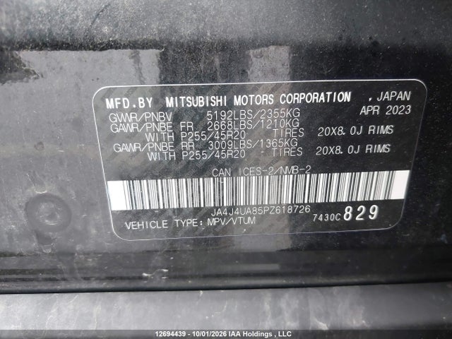 JA4J4UA85PZ618726 Mitsubishi Outlander