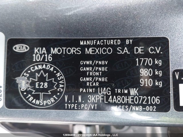 KIA Forte Ex/ex Luxury/ex+ 2017 3KPFL4A80HE072106 Image 9