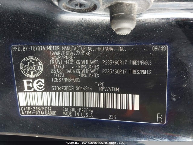 Toyota Sienna Le 8-passenger 2020 5TDKZ3DC2LS044944 Image 18
