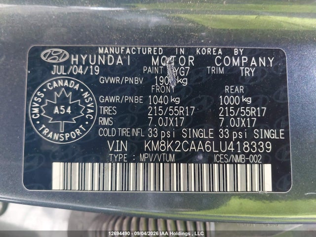 Hyundai Kona Sel 2020 KM8K2CAA6LU418339 Image 19