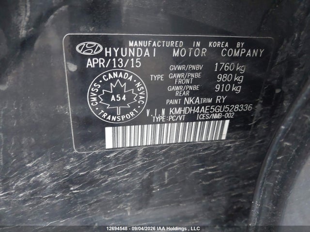 KMHDH4AE5GU528336 Hyundai Elantra Sport Appearance
