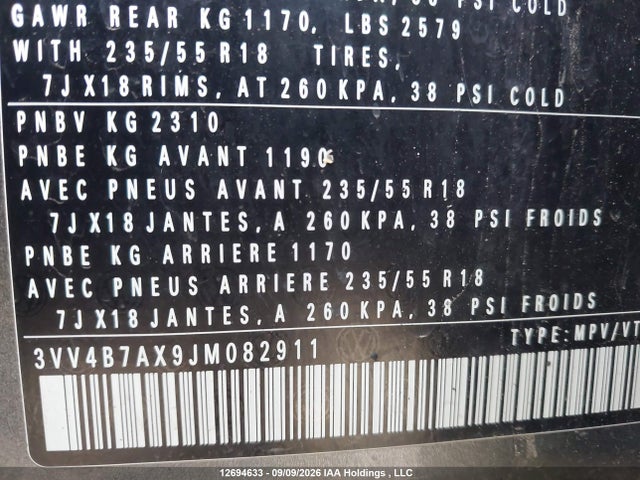 3VV4B7AX9JM082911 Volkswagen Tiguan Sel Premium