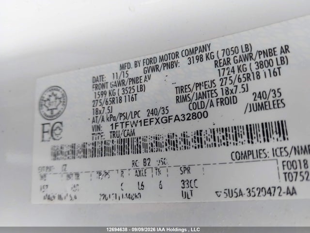 Ford F-150 2016 1FTFW1EFXGFA32800 Image 9