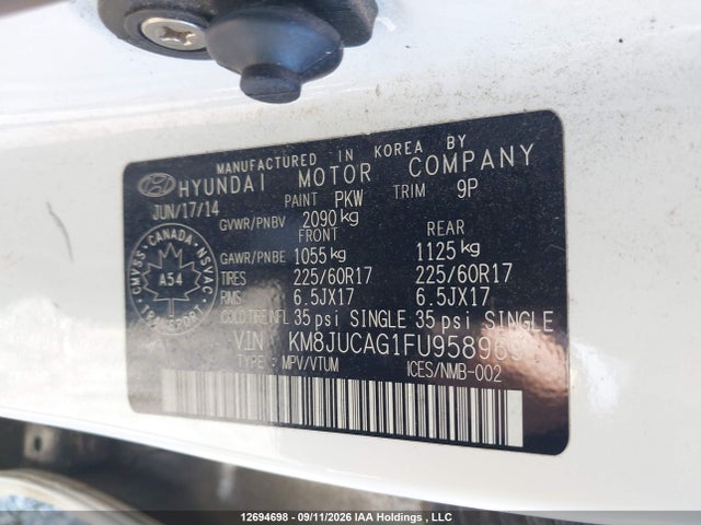 Auction sale of the 2015 Hyundai Tucson Limited/se, vin: KM8JUCAG1FU958969, lot number: 12694698
