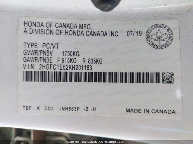 Honda Civic Si Si 2019 2HGFC1E52KH201183 Image 9