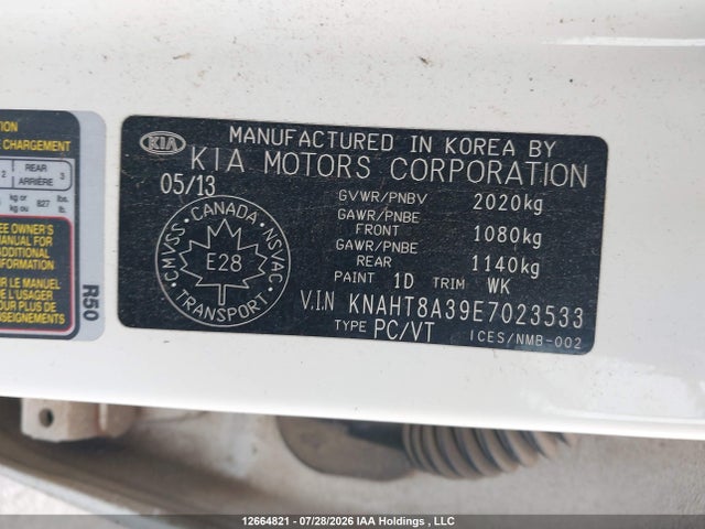 KIA Rondo Lx 2014 KNAHT8A39E7023533 Image 9