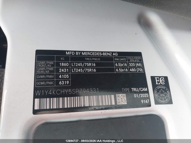 Mercedes-Benz Sprinter 2500 2025 W1Y4KCHY5SP794331 Image 9