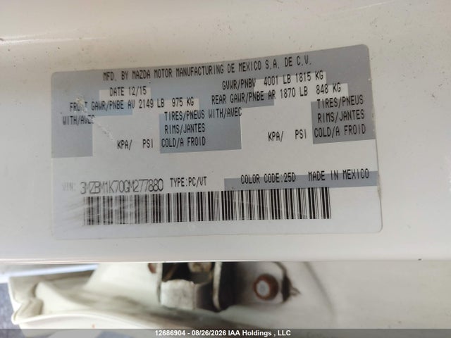 3MZBM1K70GM277880 Mazda Mazda3 Gx