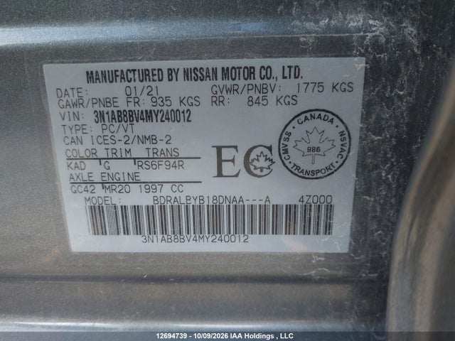 3N1AB8BV4MY240012 Nissan Sentra S/s Plus